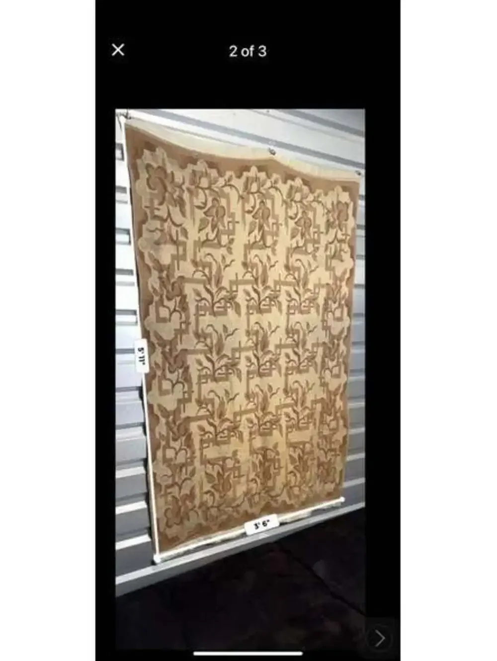 Vintage Wool Floral Brown & Beige Blanket – 44”x71”